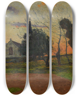Triptych art skateboard deck of Maxime Maufra Soleil Couchant Cadol by Maxime Maufra (1861-1918)