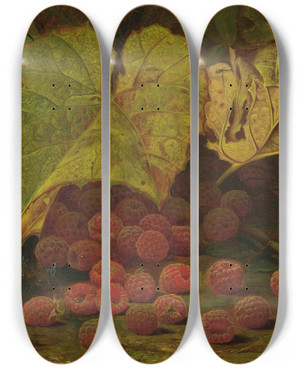Triptych art skateboard deck of William Mason Brown Raspberries Among The Leaves by William Mason Brown (1828-1898) Triptych art skateboard deck of William Mason Brown Raspberries Among The Leaves by William Mason Brown (1828-1898)