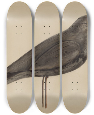 Triptych art skateboard deck of Mina Lowry Decoy Gull by Mina Lowry (1894-1942)