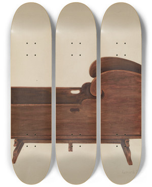 Triptych art skateboard deck of Leonard Battee Cradle by Leonard Battee