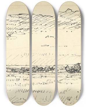 Triptych art skateboard deck of Harold Gilman Romney Marsh_2 by Harold Gilman (1876-1919)