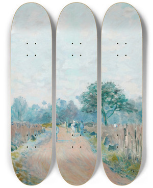 Triptych art skateboard deck of Alfred Sisley Chemin De Prunay Louveciennes_2 by Alfred Sisley (1840-1899)