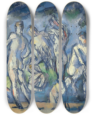 Triptych art skateboard deck of Paul Czanne Seven Bathers by Paul Cezanne (1839-1906)