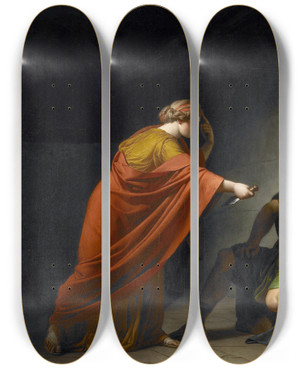 Triptych art skateboard deck of Franoisandr Vincent Arria And Paetus by Franois-Andr Vincent (1746-1816)