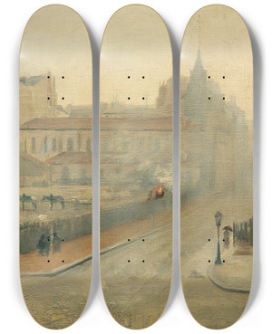 Triptych art skateboard deck of Marie Bashkirtseff Im Nebel by Marie Bashkirtseff (1858-1884)