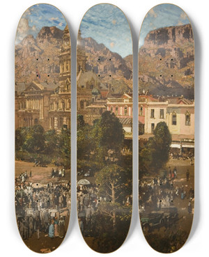 Triptych art skateboard deck of Robert Gwelo Goodman City Hall Cape Town 1917 by Robert Gwelo Goodman (1871-1939)