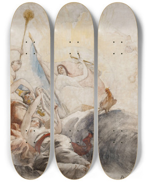 Triptych art skateboard deck of Albert Besnard Le Triomphe De La Rpublique by Albert Besnard (1849-1934)