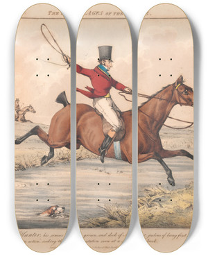 Triptych art skateboard deck of Henry Thomas Alken The Seven Ages Of The Horse_1 by Henry Thomas Alken (1785-1851)