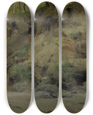 Triptych art skateboard deck of Eero Jrnefelt Forest With A Sandy Slope by Eero Jarnefelt (1863-1937)