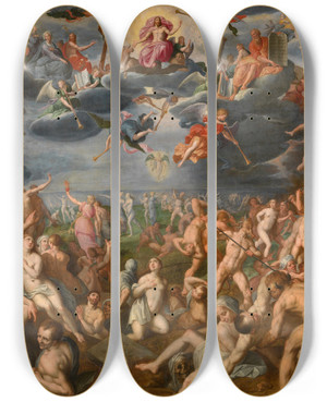 Triptych art skateboard deck of Jacob De Backer The Last Judgement by Jacob De Backer (1555-1585)