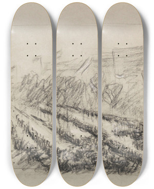 Triptych art skateboard deck of Max Liebermann Einholung Bismarcks In Berlin by Max Liebermann (1847-1935)