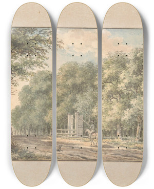 Triptych art skateboard deck of Jan Evert Grave Op De Amstelveense Weg by Jan Evert Grave (1759-1805)