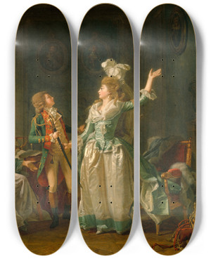 Triptych art skateboard deck of Michel Garnier Le Dpart Du Dragon by Michel Garnier (1753-1819)