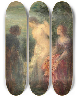 Triptych art skateboard deck of Henri Fantinlatour Sortie De Bain_2 by Henri Fantin-Latour (1836-1904)
