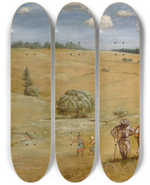 Triptych art skateboard deck of Hans Thoma Hilly Landscape by Hans Thoma (1839-1924) Triptych art skateboard deck of Hans Thoma Hilly Landscape by Hans Thoma (1839-1924)