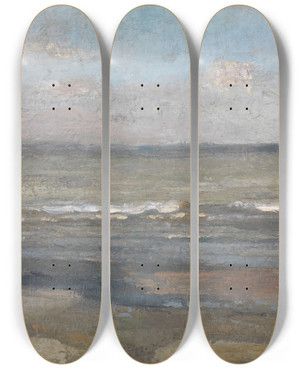 Triptych art skateboard deck of James Ensor Grey Seascape by James Ensor (1860-1949)