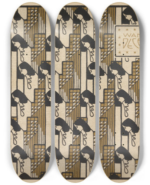 Triptych art skateboard deck of Koloman Moser Wanddecor December December Wall Decoration by Koloman Moser (1868-1918)