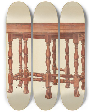 Triptych art skateboard deck of Frank Wenger Gate Leg Table by Frank Wenger (20-)