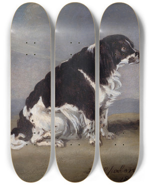 Triptych art skateboard deck of Henry Bernard Chalon The Duchess Of Yorks Spaniel by Henry Bernard Chalon (1770-1849)