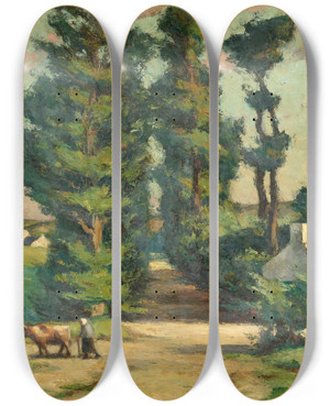 Triptych art skateboard deck of Flix Denayer Britton Landscape by Felix Denayer