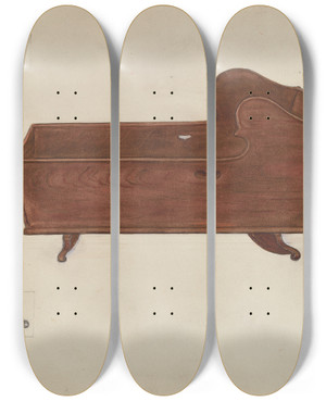 Triptych art skateboard deck of Edna C Rex Cradle by Edna C Rex (1893-1972)