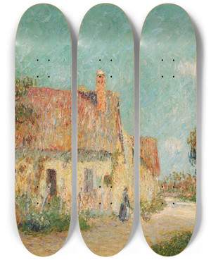Triptych art skateboard deck of Gustave Loiseau Chaumire En Normandie by Gustave Loiseau (1865-1935)