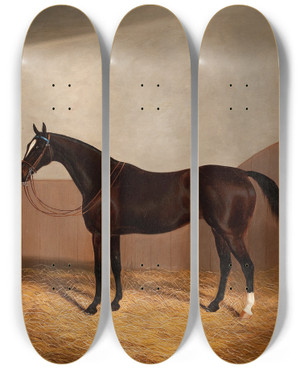 Triptych art skateboard deck of Albert Clark Race Horse by Albert Clark (1821-1909)