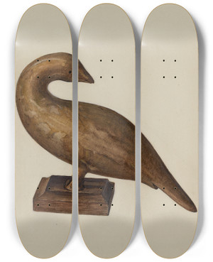 Triptych art skateboard deck of Mina Lowry Bird by Mina Lowry (1894-1942)