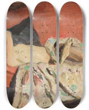 Triptych art skateboard deck of Harrington Mann Nude by Harrington Mann (1864-1937)