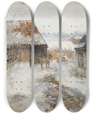 Triptych art skateboard deck of Victor Forssell Frn Gumshornsgrnd Stockholm by Victor Forssell (1846-1931)