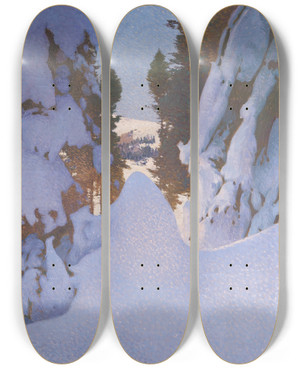 Triptych art skateboard deck of Adolf Gross Winter by Adolf Gross (1873-1937)