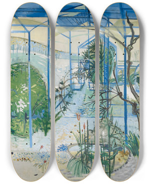Triptych art skateboard deck of Walter Kurt Wiemken Greenhouse by Walter Kurt Wiemken (1907-1940) Triptych art skateboard deck of Walter Kurt Wiemken Greenhouse by Walter Kurt Wiemken (1907-1940)