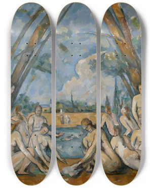 Triptych art skateboard deck of Paul Czanne The Large Bathers by Paul Cezanne (1839-1906)