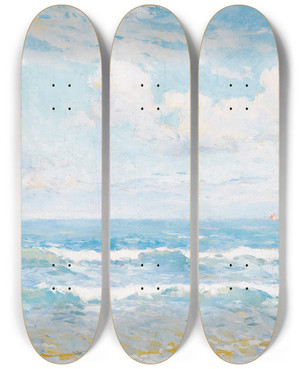 Triptych art skateboard deck of Charles Atamian Marine by Charles Atamian (1872-1947)