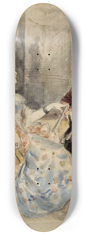Albert Edelfelt - Couple Having a Conversation, Rococo Attire 8.25 inch art skate deck