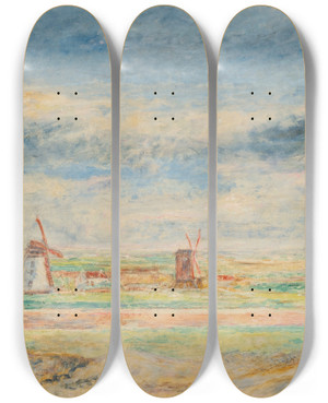 Triptych art skateboard deck of James Ensor Les Deux Moulins by James Ensor (1860-1949)