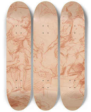Triptych art skateboard deck of Alessandro Maganza Judgment Ofsolomon by Alessandro Maganza (1556-1630)