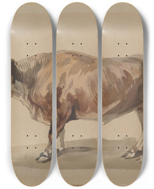 Triptych art skateboard deck of Piotr Michaowski Study Of A Fawn Ox by Piotr Michalowski (1800-1855) Triptych art skateboard deck of Piotr Michaowski Study Of A Fawn Ox by Piotr Michalowski (1800-1855)