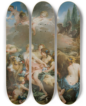 Triptych art skateboard deck of Franois Boucher The Rape Of Europa by Francois Boucher (1703-1770)