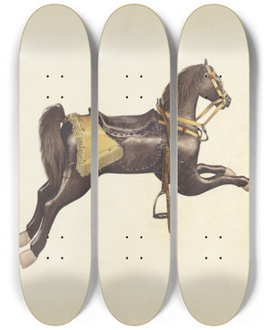 Triptych art skateboard deck of Henry Tomaszewski Carousel Horse_1 by Henry Tomaszewski