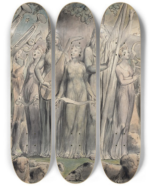 Triptych art skateboard deck of William Blake Job And His Family Restored To Prosperity by William Blake (1757-1827) Triptych art skateboard deck of William Blake Job And His Family Restored To Prosperity by William Blake (1757-1827)