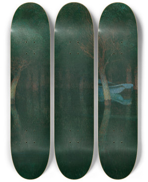 Triptych art skateboard deck of Carl Moll Dmmerung by Carl Moll (1861-1945)