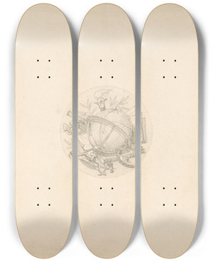 Triptych art skateboard deck of Julesedmondcharles Lachaise Allegory Of The Liberal Arts Astronomy by Jules-Edmond-Charles Lachaise (1897)
