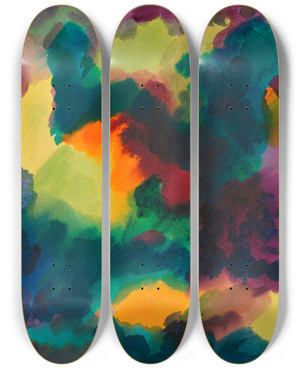 Triptych art skateboard deck of Karl Wiener Zersetzung I by Karl Wiener (1901-1949)