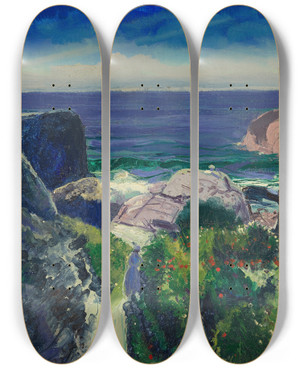 Triptych art skateboard deck of George Wesley Bellows Paradise Point by George Wesley Bellows (1882-1925)