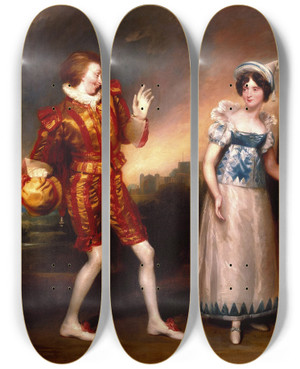 Triptych art skateboard deck of John Downman Master Page Anne Page And Slender by John Downman (1750-1824)