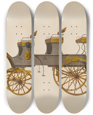 Triptych art skateboard deck of Fred Weiss Tally Ho Or Brake by Fred Weiss