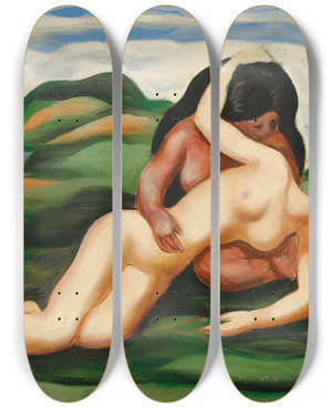 Triptych art skateboard deck of Mose Kisling La Naufrage by Moise Kisling (1891-1953)