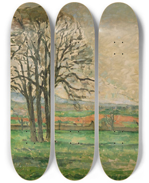 Triptych art skateboard deck of Paul Czanne The Bare Trees At Jas De Bouffan by Paul Cezanne (1839-1906)