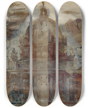 Triptych art skateboard deck of Hans Makart Skizze Zu Einem Dom by Hans Makart (1840-1884)